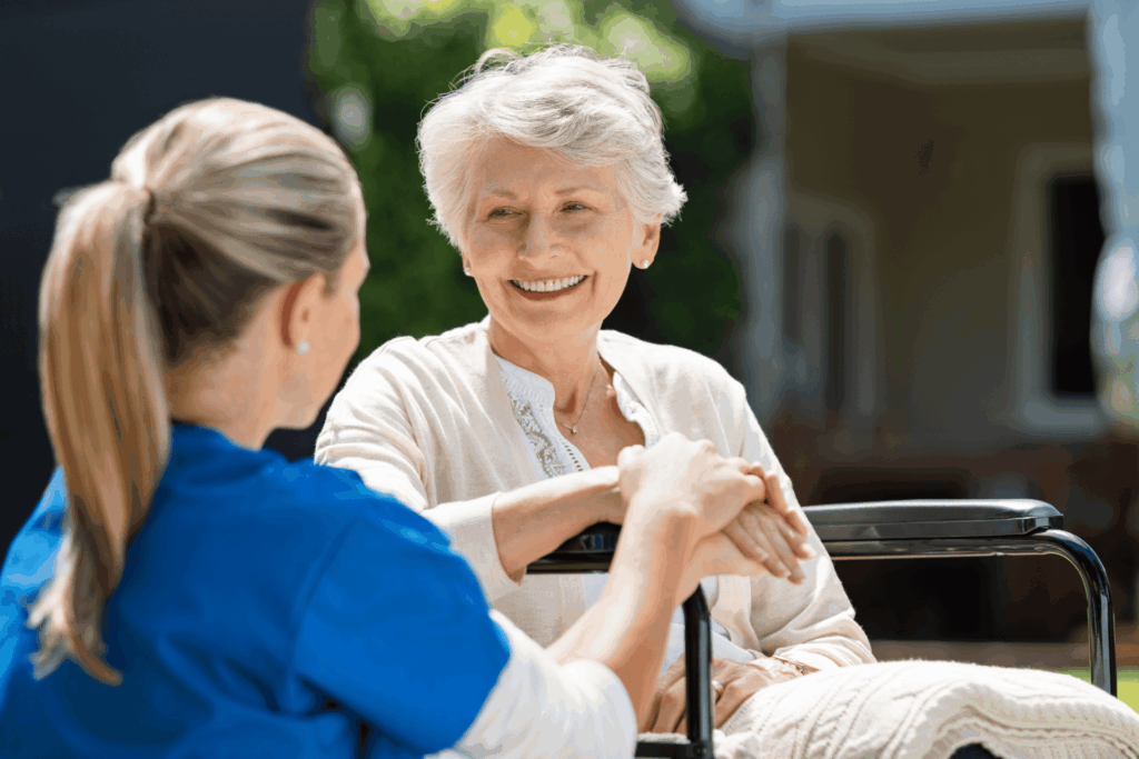 nurse taking care of a resident